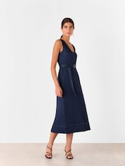 Whistles Blue Karina Sleeveless Midi Dress - Image 2 of 6