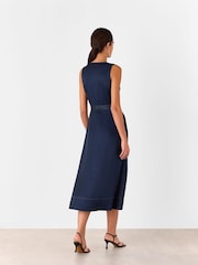 Whistles Blue Karina Sleeveless Midi Dress - Image 3 of 6