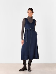 Whistles Blue Karina Sleeveless Midi Dress - Image 4 of 6