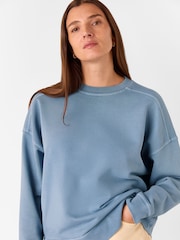 Whistles Blue 100% Cotton Pocket Detail Sweat T-Shirt - Image 1 of 5