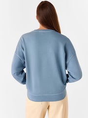Whistles Blue 100% Cotton Pocket Detail Sweat T-Shirt - Image 2 of 5
