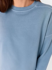 Whistles Blue 100% Cotton Pocket Detail Sweat T-Shirt - Image 3 of 5