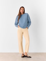 Whistles Blue 100% Cotton Pocket Detail Sweat T-Shirt - Image 4 of 5