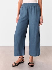 Whistles Blue Linen Pocket Trousers - Image 1 of 5