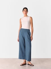 Whistles Blue Linen Pocket Trousers - Image 4 of 5