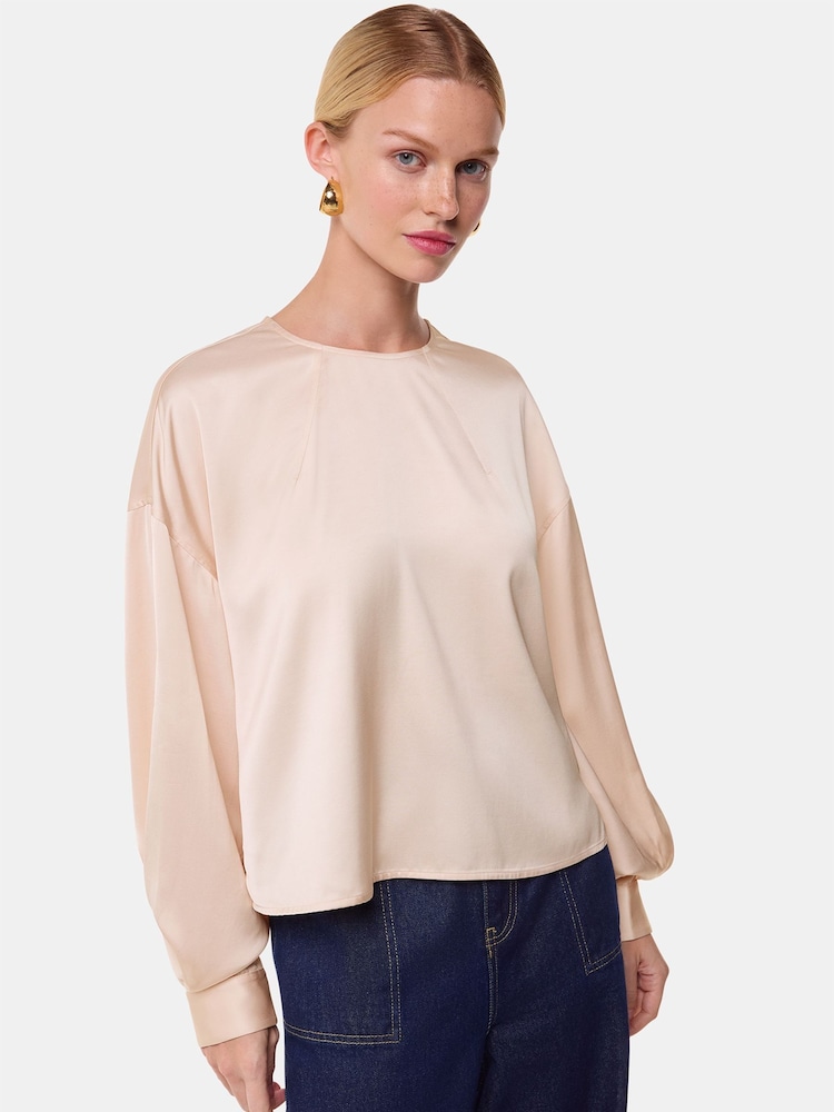Whistles Nude Demi Satin Blouse - Image 1 of 5