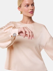 Whistles Nude Demi Satin Blouse - Image 3 of 5