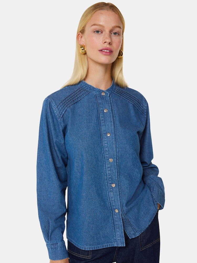 Camisa de denim 100% algodón con detalle de jaretas de Whistles - Imagen 1 de 5