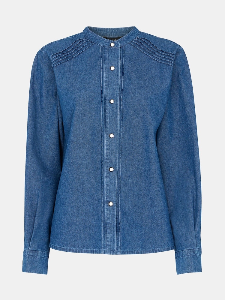 Camisa de denim 100% algodón con detalle de jaretas de Whistles - Imagen 5 de 5