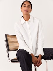 Whistles White Marcy Pleated Cuff 100% Cotton Shirt - Image 4 of 5