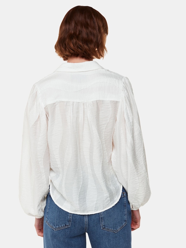 Whistles White Hannah Textured Shirt - Image 2 of 5