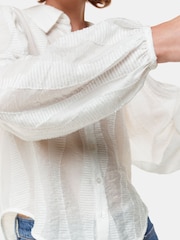 Whistles White Hannah Textured Shirt - Image 4 of 5