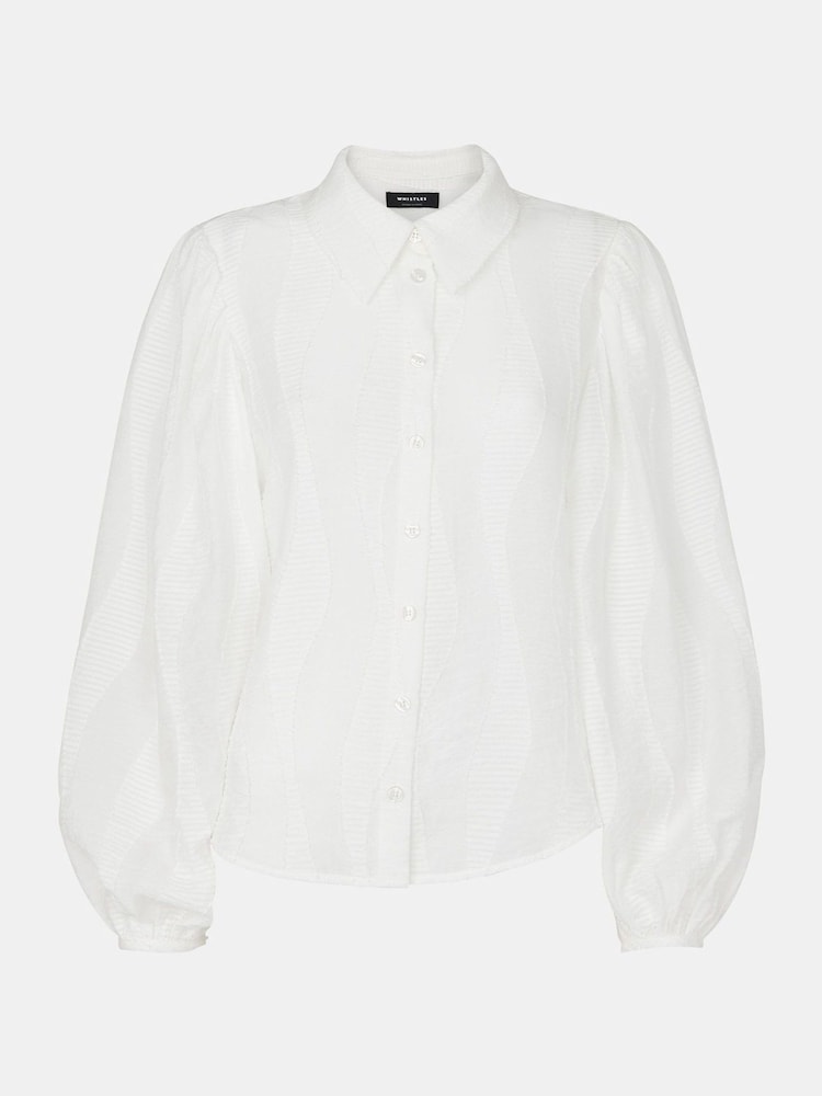Whistles White Hannah Textured Shirt - Image 5 of 5