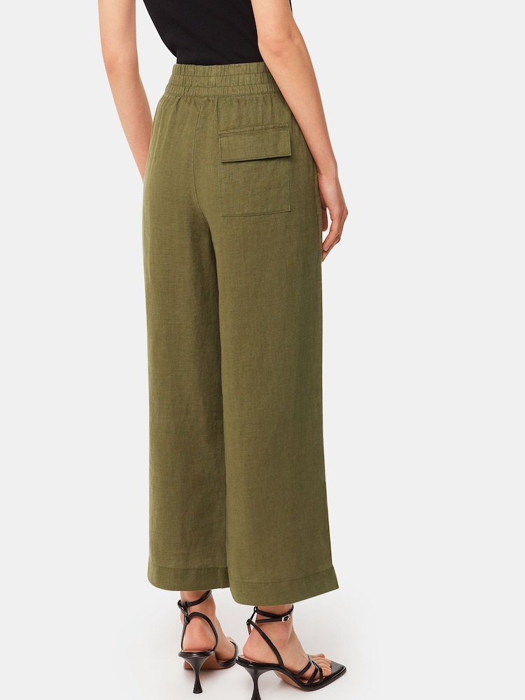 Whistles Green Petite Linen Pocket Trousers - Image 2 of 5