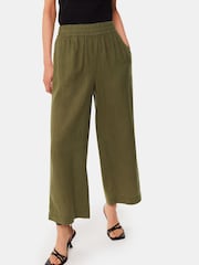 Whistles Green Petite Linen Pocket Trousers - Image 4 of 5
