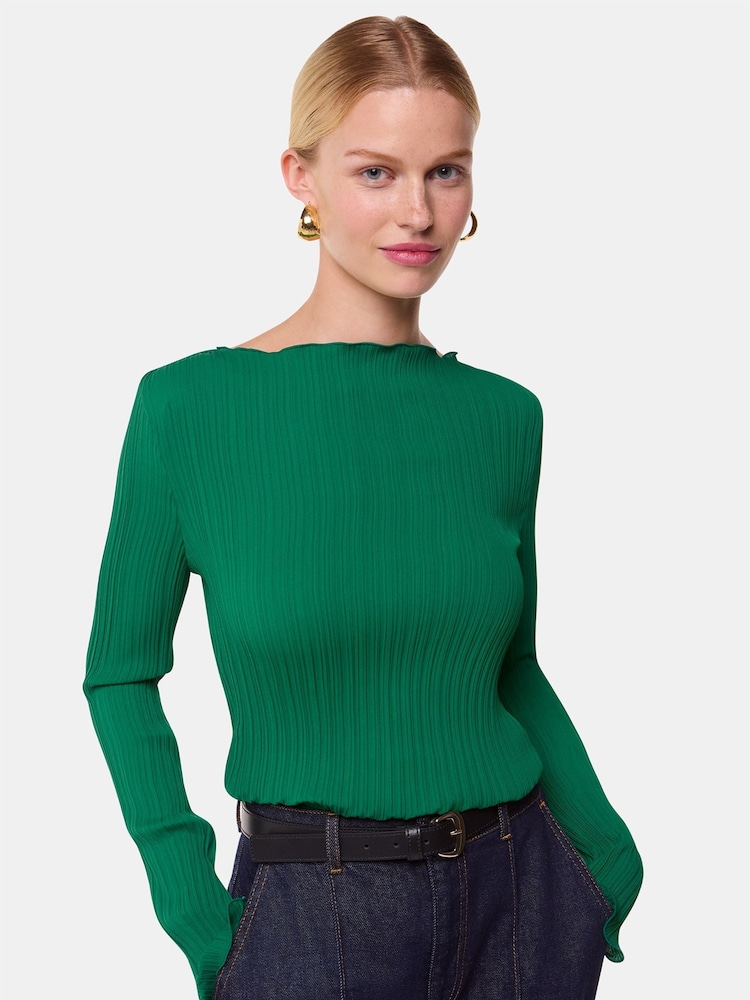 Whistles Green Elsa Plisse Top - Image 2 of 6