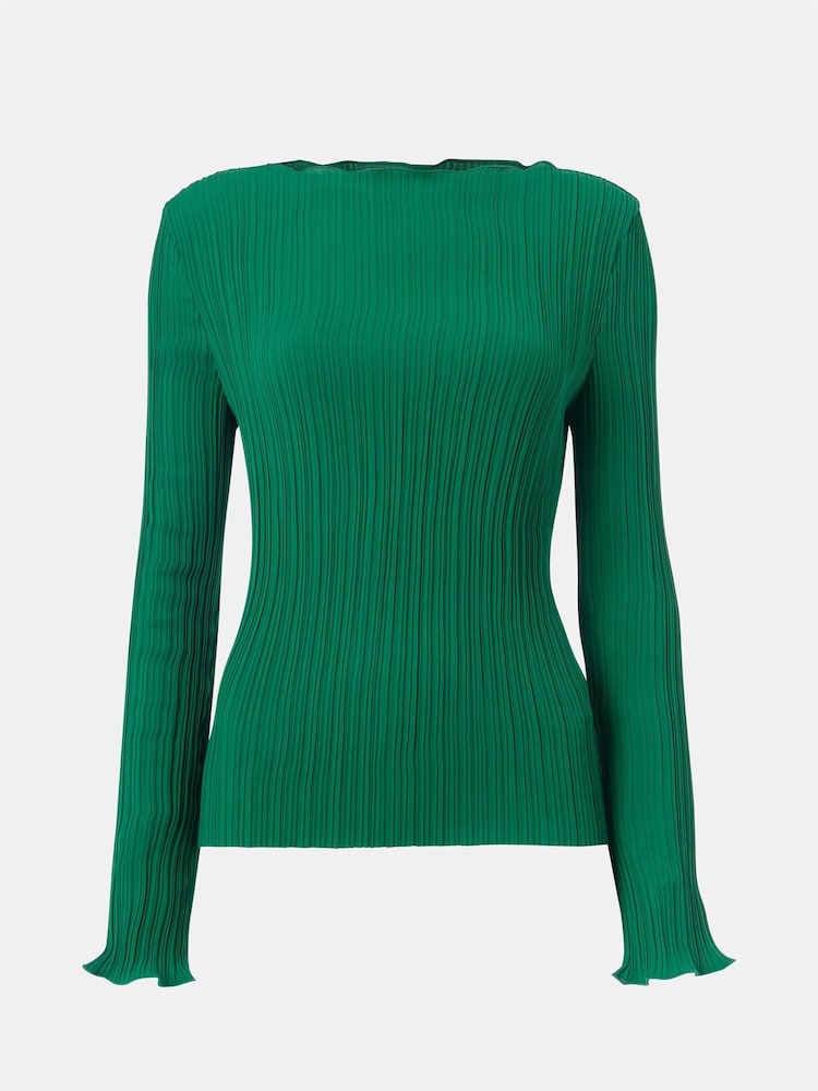 Whistles Green Elsa Plisse Top - Image 6 of 6
