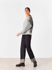 Whistles Grey 100% Cotton Contrast Pocket Detail Sweat Jumper - Image 3 of 5