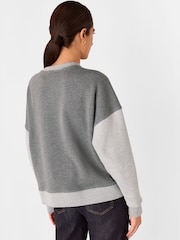 Whistles Grey 100% Cotton Contrast Pocket Detail Sweat Jumper - Image 4 of 5