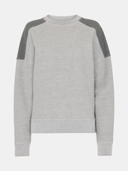 Whistles Grey 100% Cotton Contrast Pocket Detail Sweat Jumper - Image 5 of 5