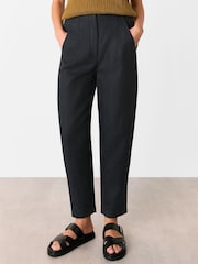 Whistles Black Linen Barrel Leg Trousers - Image 1 of 5