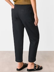 Whistles Black Linen Barrel Leg Trousers - Image 2 of 5