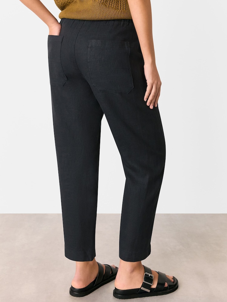 Whistles Black Linen Barrel Leg Trousers - Image 2 of 5