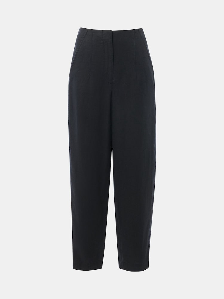 Whistles Black Linen Barrel Leg Trousers - Image 5 of 5
