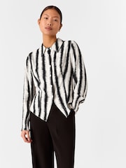 Whistles White Petite Hazy Stripe Fitted Shirt - Image 1 of 5