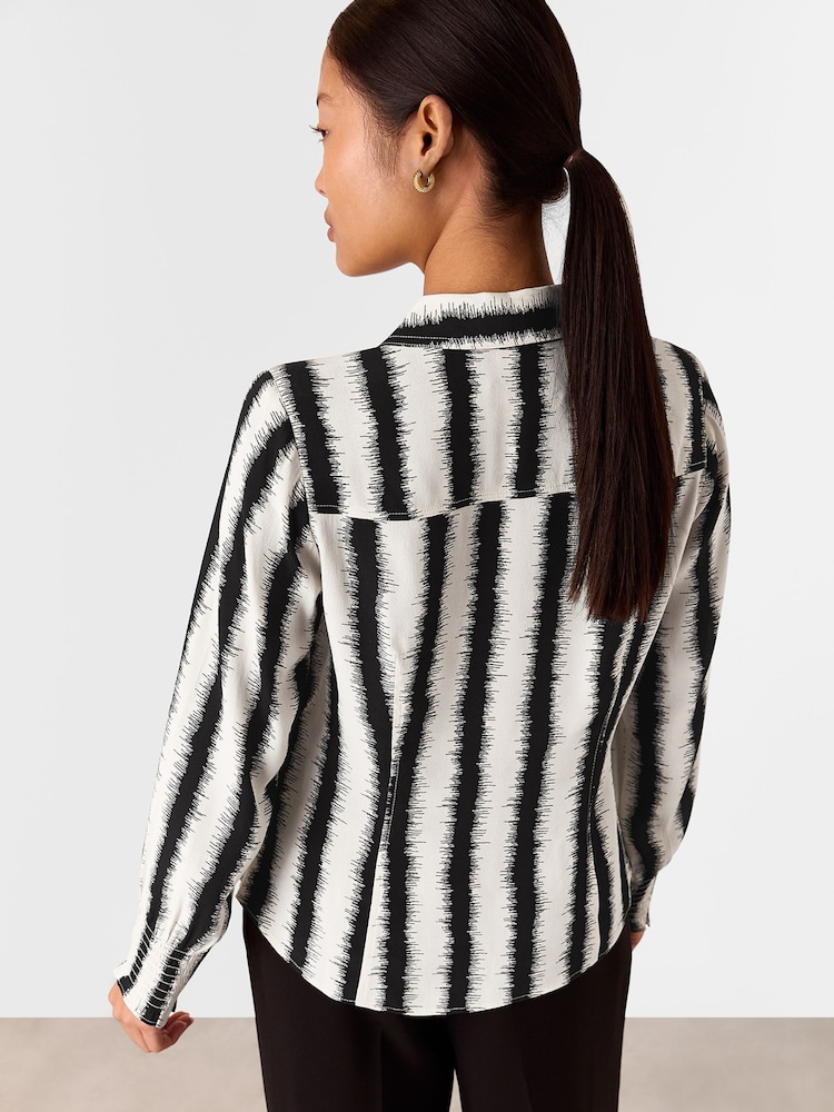 Whistles White Petite Hazy Stripe Fitted Shirt - Image 2 of 5