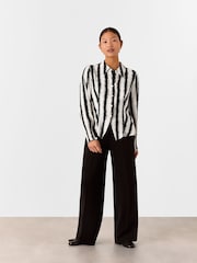 Whistles White Petite Hazy Stripe Fitted Shirt - Image 4 of 5