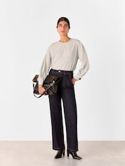 Whistles White Kirstie 100% Cotton Stripe Blouse - Image 4 of 5