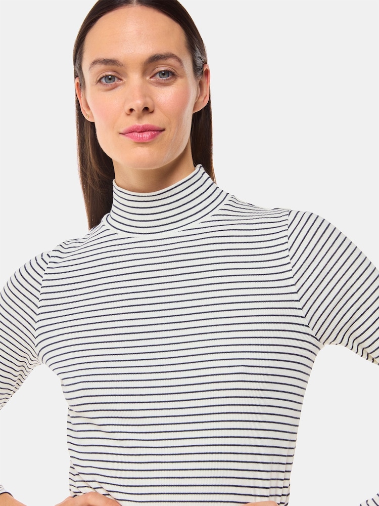 Whistles Stripe Rib Detail Polo T-Shirt - Imagen 2 de 5