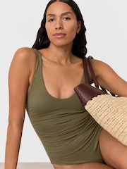 Whistles Green Textured Side Ruched Swimsuit - Image 3 of 5