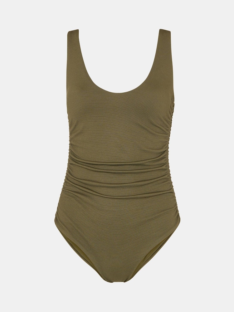 Whistles Green Textured Side Ruched Swimsuit - Image 5 of 5 Whistles Green Textured Side Ruched Swimsuit - Image 5 of 5