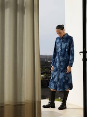Whistles Blue Chalk Print 100% Cotton Denim Shirt Dress - Image 1 of 6
