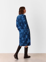 Whistles Blue Chalk Print 100% Cotton Denim Shirt Dress - Image 3 of 6