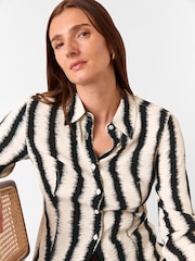 Whistles White Hazy Stripe Fitted Shirt - Image 1 of 5