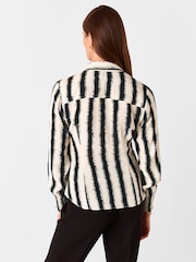 Whistles White Hazy Stripe Fitted Shirt - Image 2 of 5