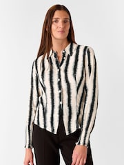 Whistles White Hazy Stripe Fitted Shirt - Image 3 of 5