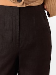 Whistles Black Petite Linen Barrel Leg Trousers - Image 3 of 5