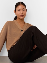 Whistles Black Petite Linen Barrel Leg Trousers - Image 4 of 5