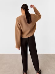 Whistles Black Petite Linen Barrel Leg Trousers - Image 5 of 5