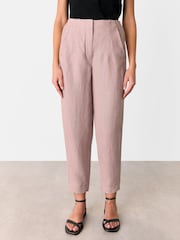 Whistles Pink Linen Barrel Leg Trousers - Image 1 of 6