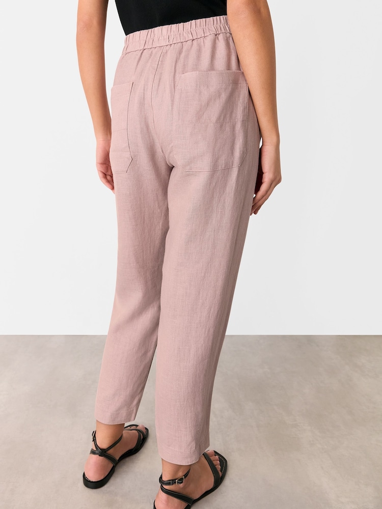 Whistles Pink Linen Barrel Leg Trousers - Image 2 of 6