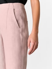 Whistles Pink Linen Barrel Leg Trousers - Image 4 of 6