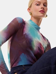 Whistles Natural Oil Print Mesh Top - Image 3 of 5