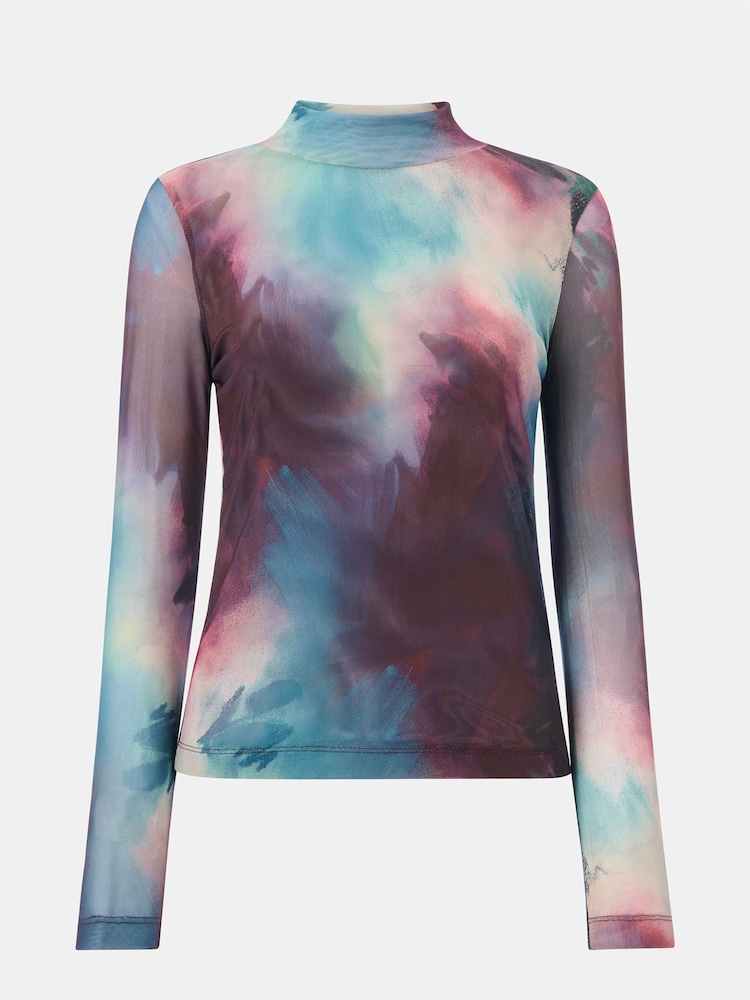 Whistles Natural Oil Print Mesh Top - Image 5 of 5