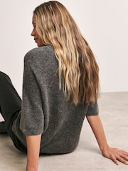 Anthology by JD Williams Grey Knitted Short Sleeve Jumper - Image 2 of 4