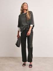 Anthology by JD Williams Grey Knitted Short Sleeve Jumper - Image 3 of 4